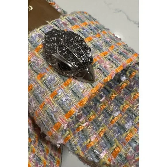 Kurt Geiger 8.5 (39) Platform Kensington London Tweed Fabric Eagle Block heel - Picture 9 of 16